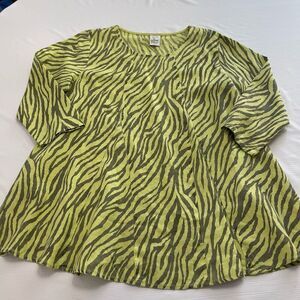 Match Point Zebra Linen Lagenlook Tunic Top Size Medium
